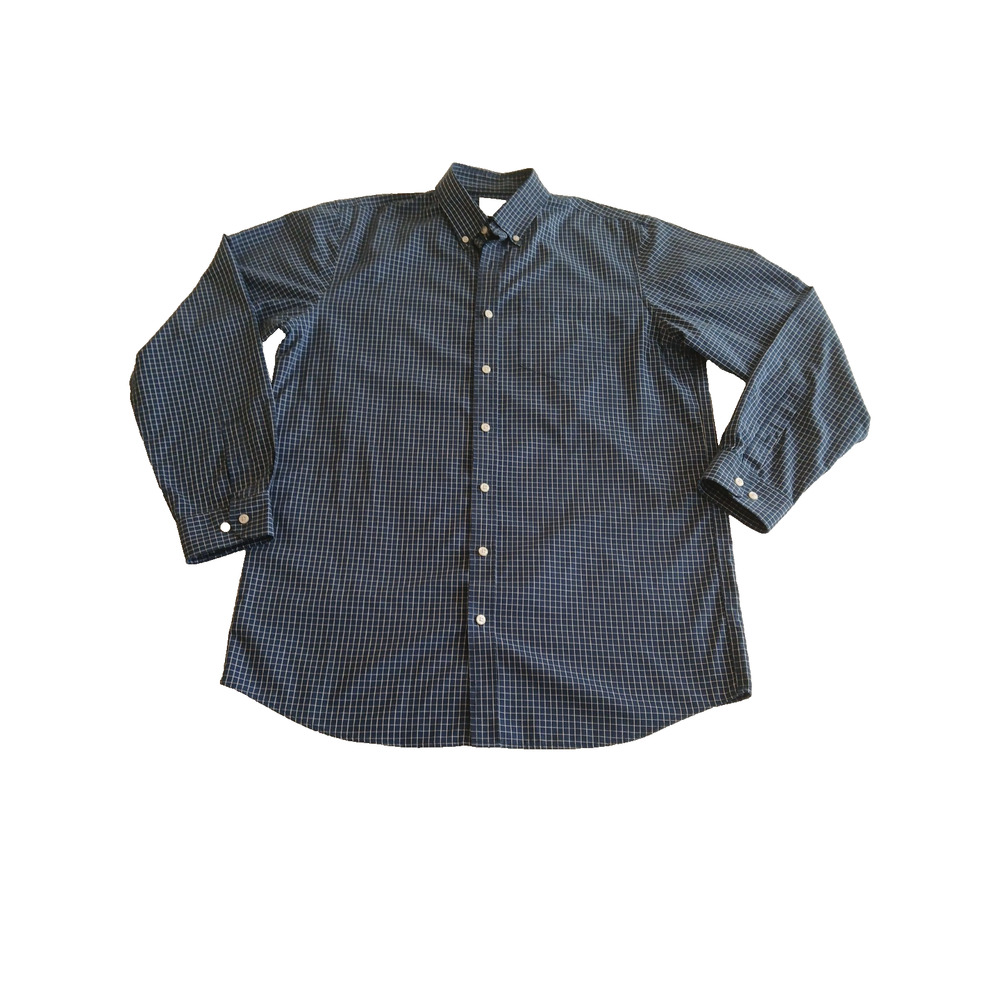 LL Bean Casual Shirt Men's Size L Reg Blue Checkered Long Sleeve Casual Cotton